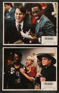 5j457 TRADING PLACES 8 LCs '83 Dan Aykroyd & Eddie Murphy are getting rich & getting even!