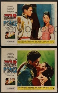 5j478 WAR & PEACE 8 LCs R63 art of Audrey Hepburn, Henry Fonda & Mel Ferrer, Leo Tolstoy epic!