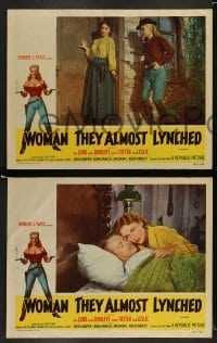 5j893 WOMAN THEY ALMOST LYNCHED 3 LCs R57 sexy female gunfighter Audrey Totter, Brian Donlevy!