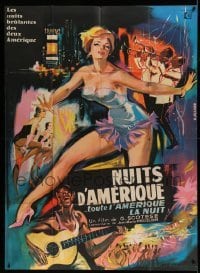 5k586 AMERICA BY NIGHT French 1p '61 exotic spots, George Allard art of sexy nightclub girls!