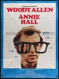5k590 ANNIE HALL French 1p '77 different image of Woody Allen with Diane Keaton in huge glasses!