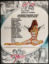 5k646 CASINO ROYALE French 1p '67 Bond spy spoof, sexy psychedelic Kerfyser art + photo montage!