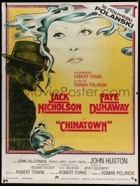 5k649 CHINATOWN French 1p '74 art of Jack Nicholson & Faye Dunaway by Jim Pearsall, Roman Polanski