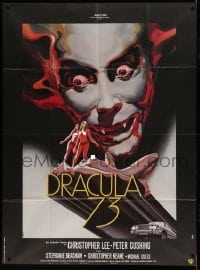 5k690 DRACULA A.D. 1972 French 1p '73 different Landi art of Christopher Lee over naked ladies!