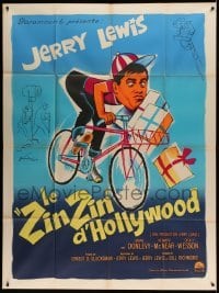 5k705 ERRAND BOY French 1p '63 different Boris Grinsson art of wacky Jerry Lewis on bicycle!