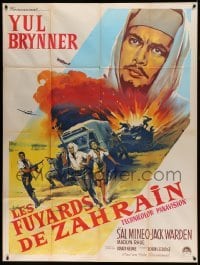 5k706 ESCAPE FROM ZAHRAIN French 1p '63 different art of Yul Brynner over desert by Roger Soubie!