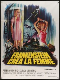 5k726 FRANKENSTEIN CREATED WOMAN French 1p '67 Peter Cushing, Susan Denberg, different horror art!