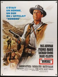5k747 HOMBRE French 1p '66 Martin Ritt, completely different art of Paul Newman by Boris Grinsson!