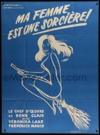 5k749 I MARRIED A WITCH French 1p R60s different art of sexy Veronica Lake flying on broom!