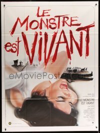 5k765 IT'S ALIVE French 1p '74 Larry Cohen, different Landi art of bloody title & screaming woman!