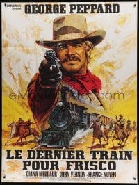 5k839 ONE MORE TRAIN TO ROB French 1p '71 different Mascii art of George Peppard pointing gun!