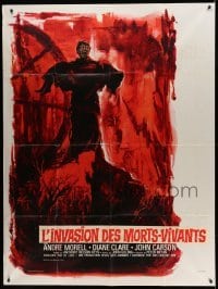 5k861 PLAGUE OF THE ZOMBIES French 1p '66 Hammer, best different Grinsson undead art, rare!