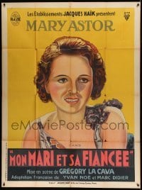5k902 SMART WOMAN French 1p '33 stone litho head & shoulders portrait of pretty Mary Astor!