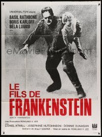 5k904 SON OF FRANKENSTEIN French 1p R69 cool full-length image of Boris Karloff carrying child!