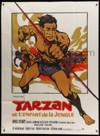 5k923 TARZAN & THE JUNGLE BOY French 1p '68 different art of Mike Henry with bow by Michel Landi!
