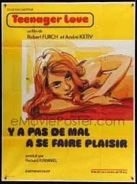 5k924 SWEDISH LESSONS IN LOVE French 1p '73 Fy art of sexy naked German woman laying in bed!