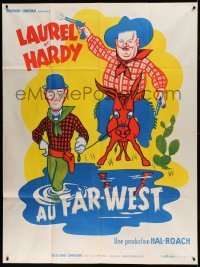 5k979 WAY OUT WEST French 1p R60s different art of cowboys Laurel & Hardy crossing puddle!