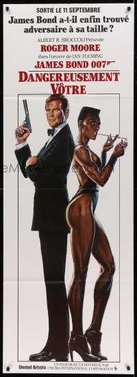 5k569 VIEW TO A KILL French door panel '85 art of Roger Moore as James Bond & Grace Jones by Goozee