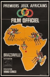 5k514 1965 ALL-AFRICA GAMES French 31x47 '65 art of first All-Africa games in Brazzaville, Congo!