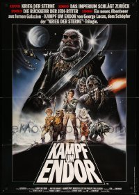 5k050 BATTLE FOR ENDOR German 33x47 '86 Star Wars, cool completely different Casaro artwork!