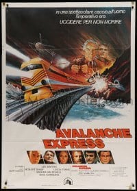 5k316 AVALANCHE EXPRESS Italian 1p '79 Lee Marvin, Robert Shaw, cool different train art!