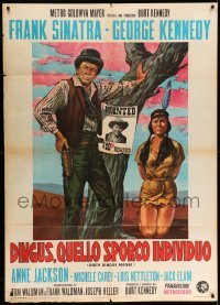 5k351 DIRTY DINGUS MAGEE Italian 1p '71 different art of Frank Sinatra & Carey by wanted poster!