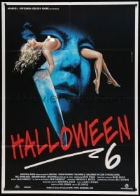 5k375 HALLOWEEN VI Italian 1p '96 Maxy art of Mike Myers w/knife & naked girl through his eyes!