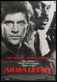 5k404 LETHAL WEAPON Italian 1p '87 great close image of cop partners Mel Gibson & Danny Glover!