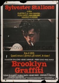 5k413 LORDS OF FLATBUSH Italian 1p R84 different close up of Sylvester Stallone shooting pool!