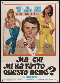 5k414 MAIS QUI DONC M'A FAIT CE BEBE Italian 1p '74 art of man between two half-naked sexy women!