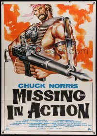 5k422 MISSING IN ACTION 2 Italian 1p '85 different art of action hero Chuck Norris by Symeoni!