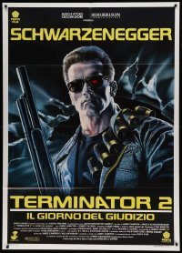 5k484 TERMINATOR 2 Italian 1p '91 cool different art of Arnold Schwarzenegger by Renato Casaro!