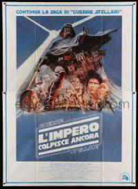5k279 EMPIRE STRIKES BACK Italian 2p '80 George Lucas sci-fi classic, cool artwork by Tom Jung!