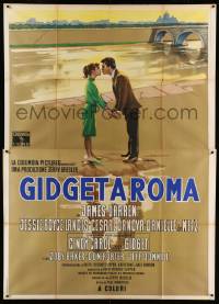 5k282 GIDGET GOES TO ROME Italian 2p '63 different Olivetti art of James Darren & Cindy Carol!