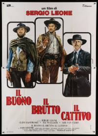 5k283 GOOD, THE BAD & THE UGLY Italian 2p R70s Casaro art of Eastwood, Van Cleef & Wallach, Leone!
