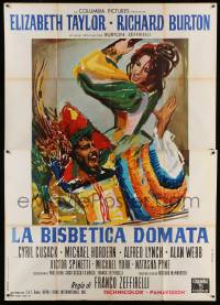 5k299 TAMING OF THE SHREW Italian 2p '67 different Brini art of Elizabeth Taylor & Richard Burton!