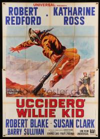 5k301 TELL THEM WILLIE BOY IS HERE Italian 2p '70 different Avelli art of Redford shooting cowboy!