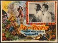 5k176 BIRD OF PARADISE Mexican LC '51 great close up of Jef Chandler & Louis Jourdan at sea!