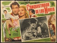 5k179 CAPTAIN HORATIO HORNBLOWER Mexican LC '51 best c/u of Gregory Peck & pretty Virginia Mayo!