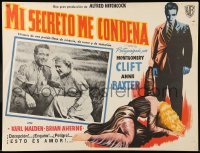 5k206 I CONFESS Mexican LC '53 Montgomery Clift & Anne Baxter in the rain, Alfred Hitchcock!