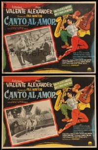 5k157 LOVE DANCE & 1000 SONGS 2 Mexican LCs '55 great border art of pretty singer Caterina Valente!