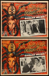 5k141 SPIDER WOMAN 4 Mexican LCs R60 Basil Rathbone as Sherlock Holmes, Nigel Bruce, cool art!