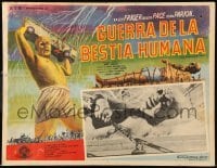 5k258 WAR OF THE COLOSSAL BEAST Mexican LC '58 different image of monster chained to the ground!