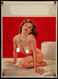 5k089 AMPLY ENDOWED - CHAMPION LINE 12x17 calendar sample '60s sexy naked Marilyn Wesley on bed!