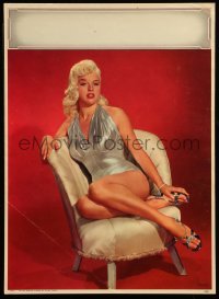 5k091 DIANA DORS 12x17 calendar sample page '64 the sexy English blonde sitting in silver dress!