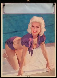 5k094 JAYNE MANSFIELD 12x16 calendar sample page '50s in sexy skimpy purple outfit by pool!