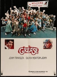 5k121 GREASE die-cut promo brochure '78 John Travolta & Olivia Newton-John, classic musical!