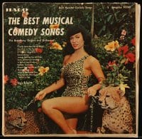 5k030 BEST MUSICAL COMEDY SONGS record '57 super sexy Betty Page with cheetahs on the cover!