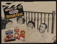 5k028 THREE STOOGES standee '90 Moe, Larry & Curly wake up to Hostess snacks!