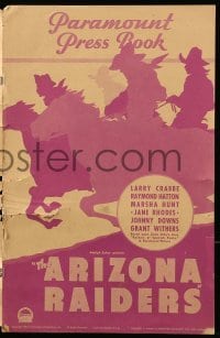 5k057 ARIZONA RAIDERS pressbook '36 Buster Crabbe, from Zane Grey's story, cool silhouette art!